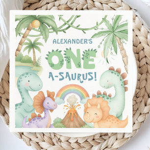 Dinosaur 1. Geburtstag One A-Saurus Junge Dino Pap Serviette