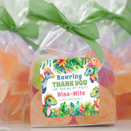 Dinosaur 1. Geburtstag Party Boy Tropical Vielen D Quadratischer Aufkleber