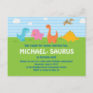 Dinosaur 1er anniversaire Invitation