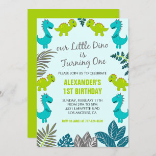 Dinosaur 1er anniversaire invitations jungle dino 