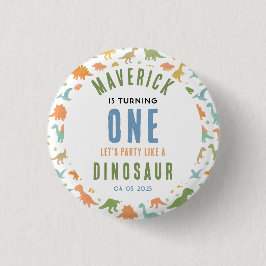 Dinosaur 1st Birthday Party | Cute Prehistoric  Button