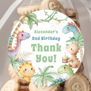 Dinosaur 2. Geburtstag Boy Cite Dino Runder Aufkleber