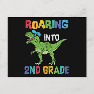 Dinosaur 2. Klasse Rückkehr zur Schule Kinder Gesc Postkarte