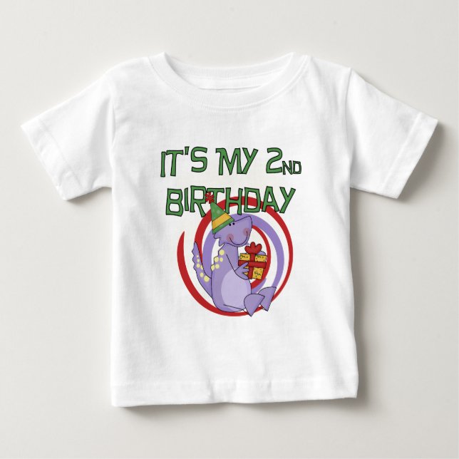 Dinosaur 2ème Anniversaire Tshirts et cadeaux (Devant)