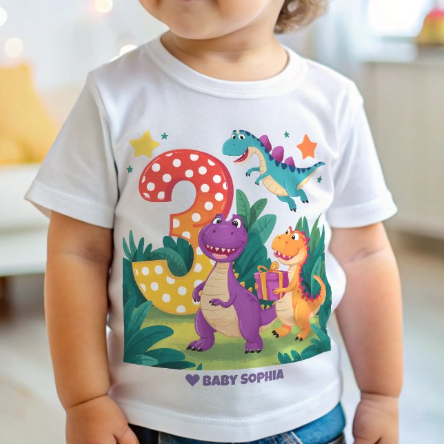 Dinosaur 3. Geburtstag Baby T-shirt (Von Creator hochgeladen)