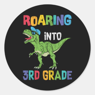 Dinosaur 3. Klasse Rückkehr zur Schule Kinder Gesc Runder Aufkleber