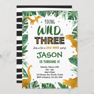 Dinosaur 3e Invitation anniversaire, Invitations D