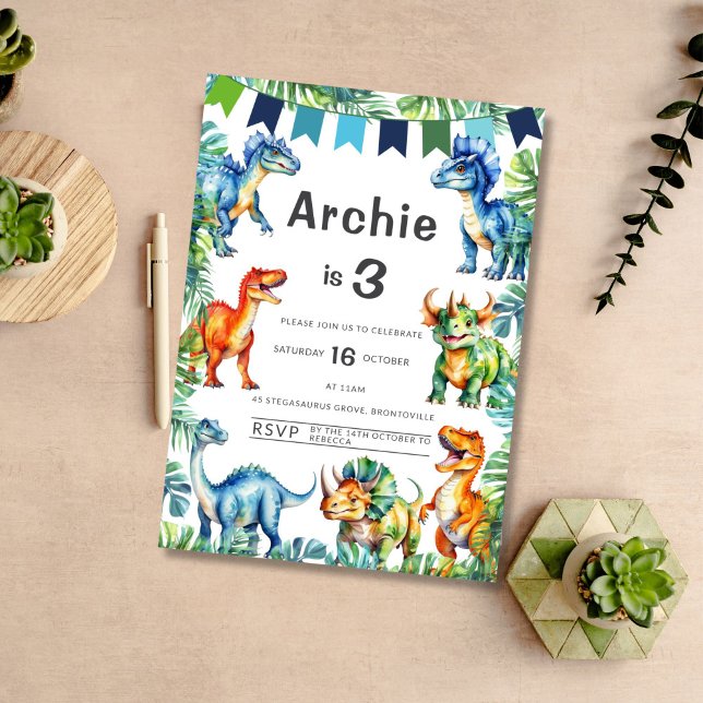 Dinosaur 3ème anniversaire Invitation (Créateur téléchargé)