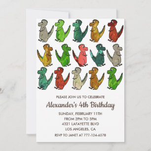 Dinosaur 4 anniversaires invitations enfants arc-e