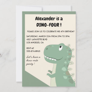 Dinosaur 4. Geburtstagseinladungen t rex grün kind Einladung