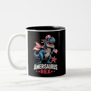 Dinosaur 4. Juli Amerisaurus T Rex Lustig Zweifarbige Tasse