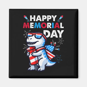 Dinosaur 4. Juli Feuerwerk Amerikanische Flagge Ha Magnet