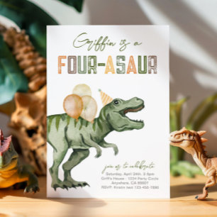 Dinosaur 4e Invitation anniversaire