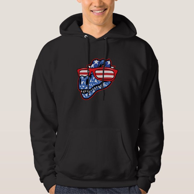 Dinosaur 4th of July Girls Women Rex Hoodie (Vorderseite)
