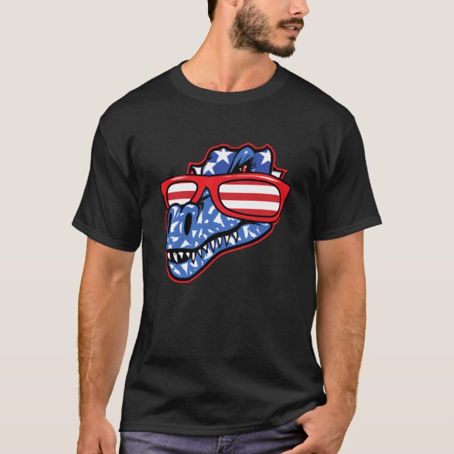 Dinosaur 4th of July Girls Women Rex T-Shirt (Vorderseite)