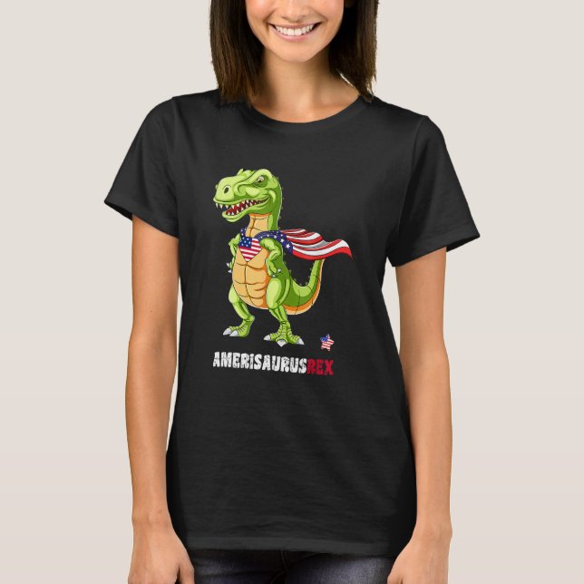 Dinosaur 4th Of July Kids Boys Men Amerisaurus T R T-Shirt (Vorderseite)