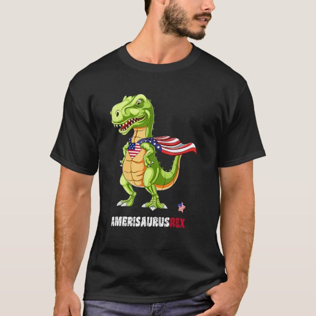 Dinosaur 4th Of July Kids Boys Men Amerisaurus T R T-Shirt (Vorderseite)
