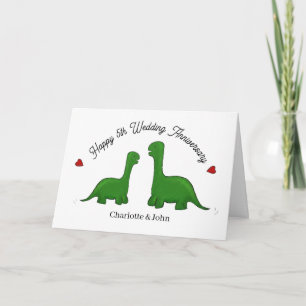 Dinosaur 5. Hochzeitstag Ehemann & Ehefrau Karte
