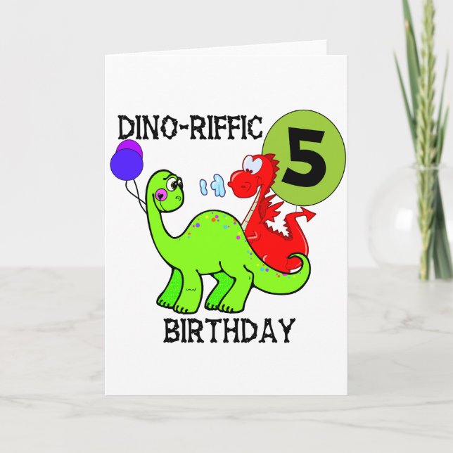 Dinosaur 5th Birthday T-shirts and Gifts Karte (Vorderseite)