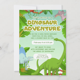 Dinosaur-Abenteuer-Geburtstagsfeier Einladung