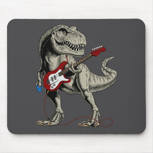 Dinosaur Acoustic Electric B Guitar Player  Mousepad (Vorne)
