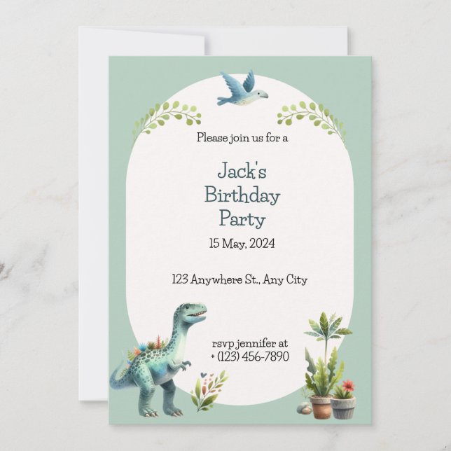 Dinosaur Adventure Birthday Party Invitation Einladung (Vorderseite)