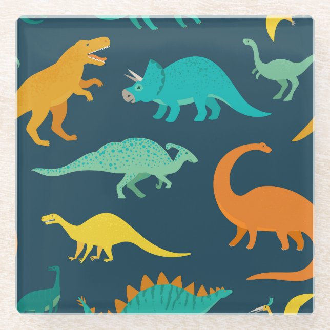 Dinosaur Adventure: Das Kinderzimmer der Kinder Glasuntersetzer (Vorderseite)