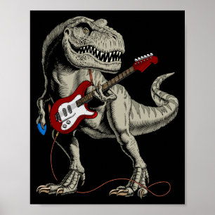 Dinosaur Akustik-Elektrik-B-Gitarre Spieler Poster