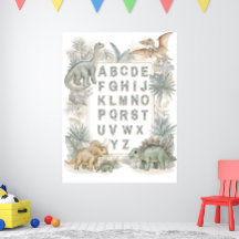 Dinosaur-Alphabet-Kinderzimmer-Wasserfarbenposter