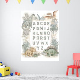 Dinosaur Alphabet Nursery Watercolor Poster