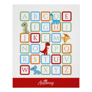 Dinosaur-Alphabet rotes Monogramm  Poster