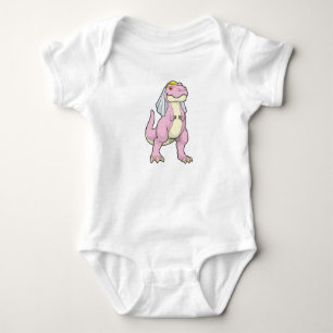 Dinosaur als Braut auf Hochzeit mit Schleier Baby Strampler