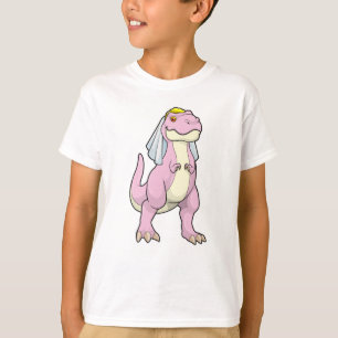 Dinosaur als Braut bei Hochzeit mit Schleier T-Shirt
