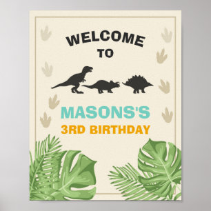 Dinosaur anniversaire Affiche de bienvenue garçon 