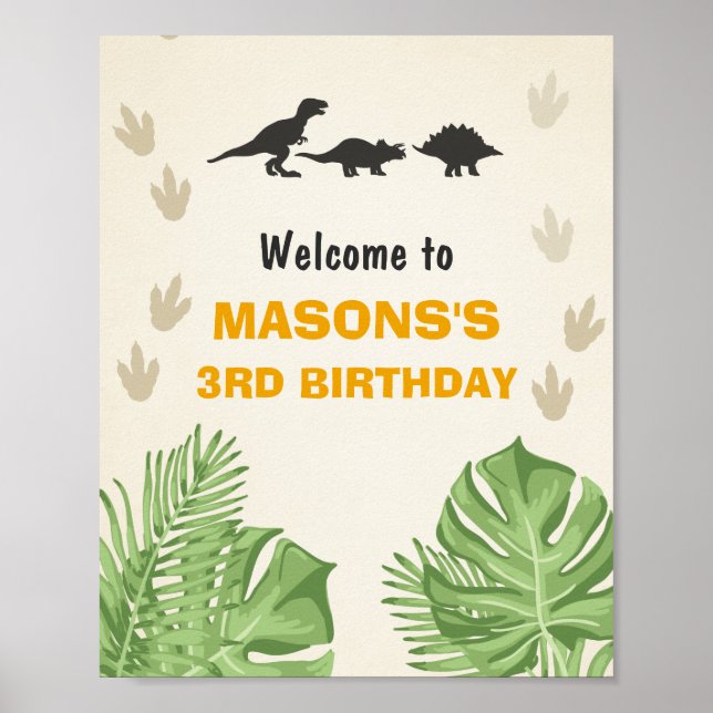 Dinosaur anniversaire Affiche de bienvenue garçon  (Devant)