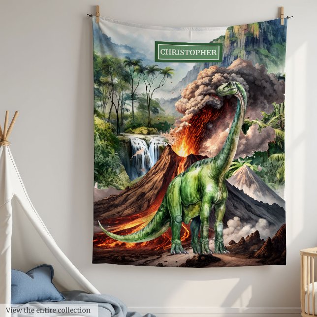 Dinosaur Anniversaire Couverture Nom personnalisé  (Dinosaur Birthday Blanket Custom Name for Boys)