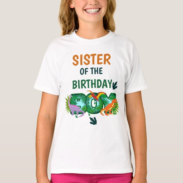 Dinosaur anniversaire enfants tshirts Soeur (Devant)