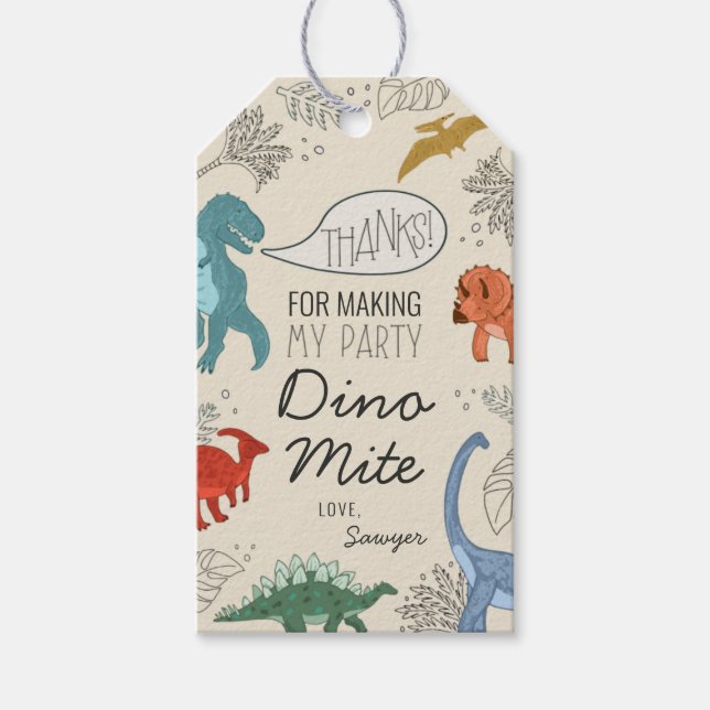 Dinosaur Anniversaire Fête Favoriser les étiquette (Devant)