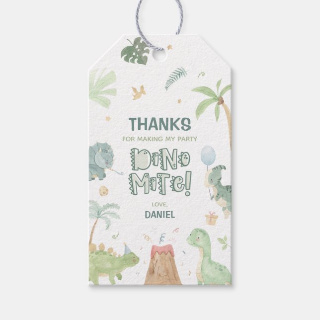 Dinosaur Anniversaire Fête Favoriser les étiquette (Devant)