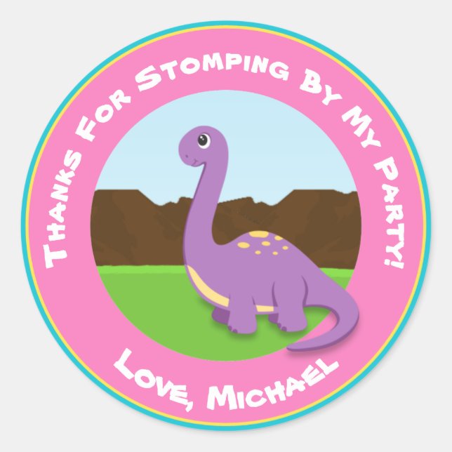 Dinosaur Anniversaire Fête Favoriser Stickers Fill (Devant)