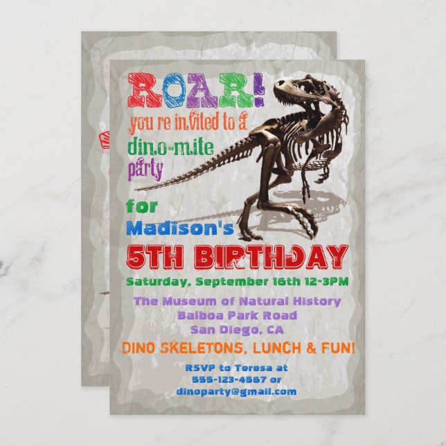 Dinosaur Anniversaire Fête Invitation (Devant / Derrière)