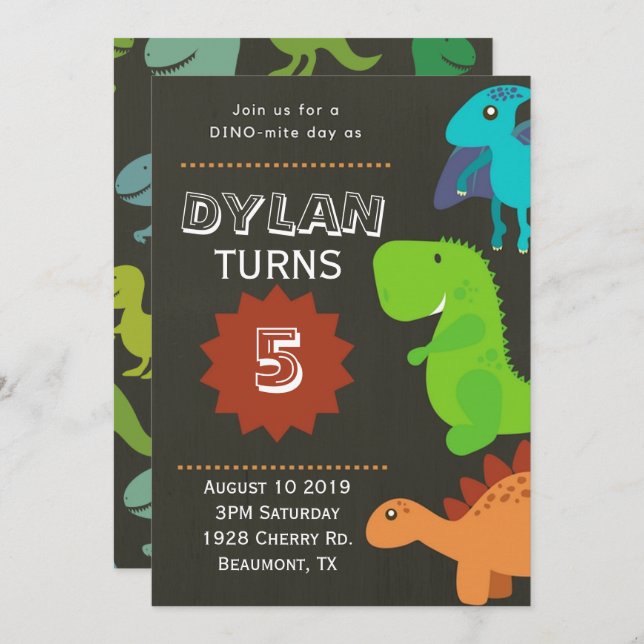 Dinosaur Anniversaire Fête Invitation (Devant / Derrière)