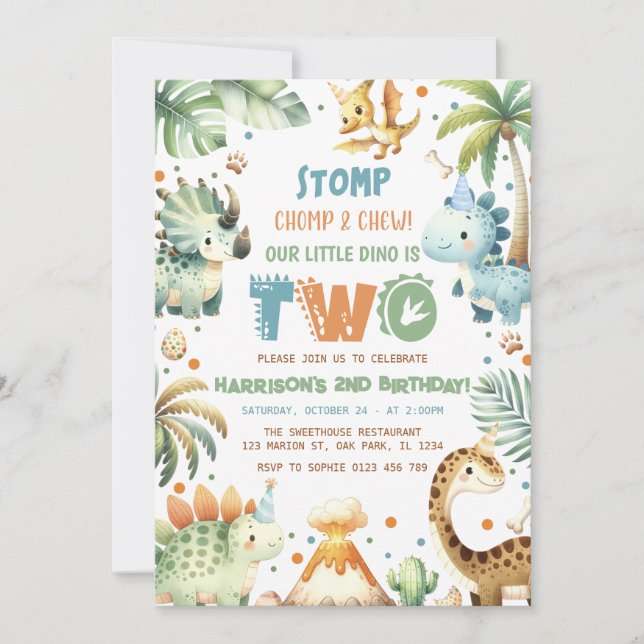 Dinosaur Anniversaire Fête Invitation (Devant)