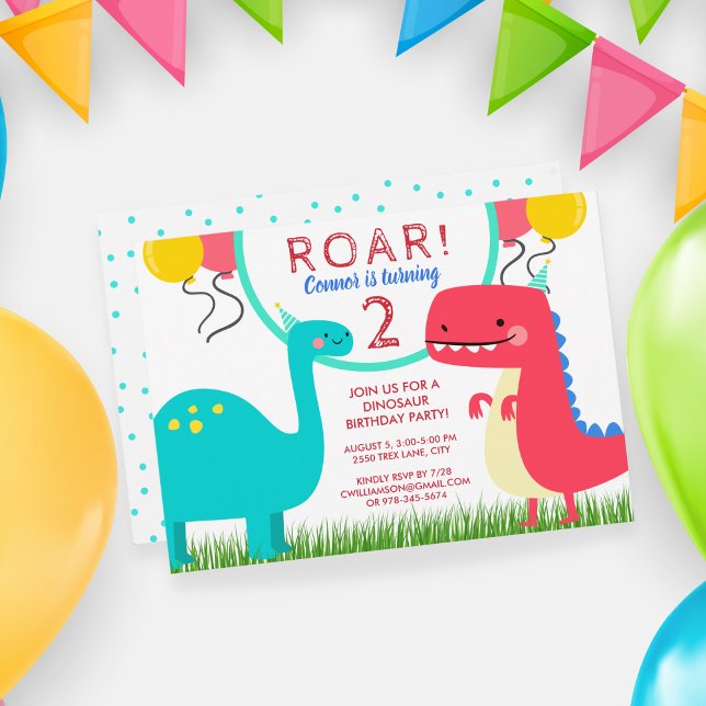 Dinosaur Anniversaire Fête Invitation N'Importe Qu (Créateur téléchargé)