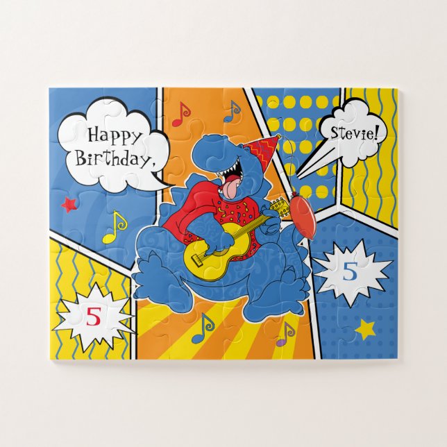 Dinosaur Anniversaire fête Jigsaw Puzzle (Horizontal)