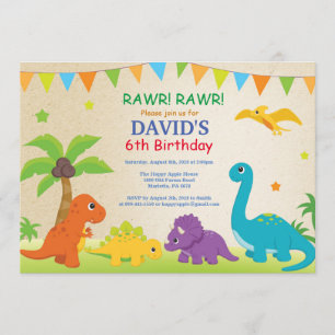Dinosaur Anniversaire Invitation Dino Party