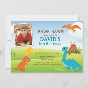 Dinosaur Anniversaire Invitation Dino Party