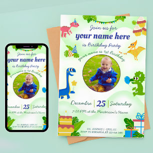 Dinosaur Anniversaire Invitations pour enfants Din