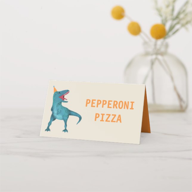 Dinosaur Anniversaire Menu Tente Cards (Devant)