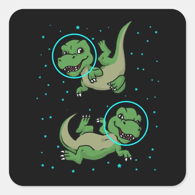 Dinosaur Astronaut Geschenk Kinder TRex Dinosaur Quadratischer Aufkleber (Vorderseite)